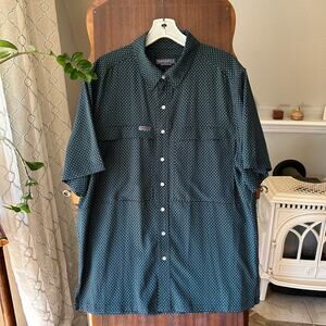 Panhandle Performance Men's Blue Button Down Shirt short sleeve size large